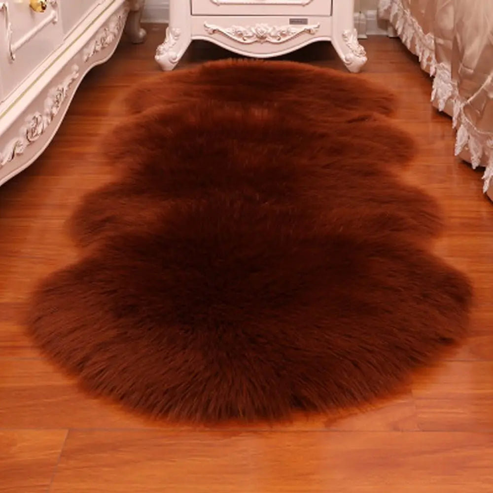 Washable Fluffy Shaggy Non-Slip Faux Fur Sheepskin Rug