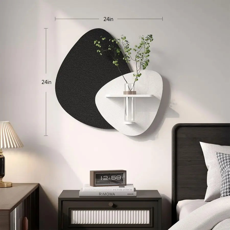 Textured Black and White Abstract Wall Art with Vase