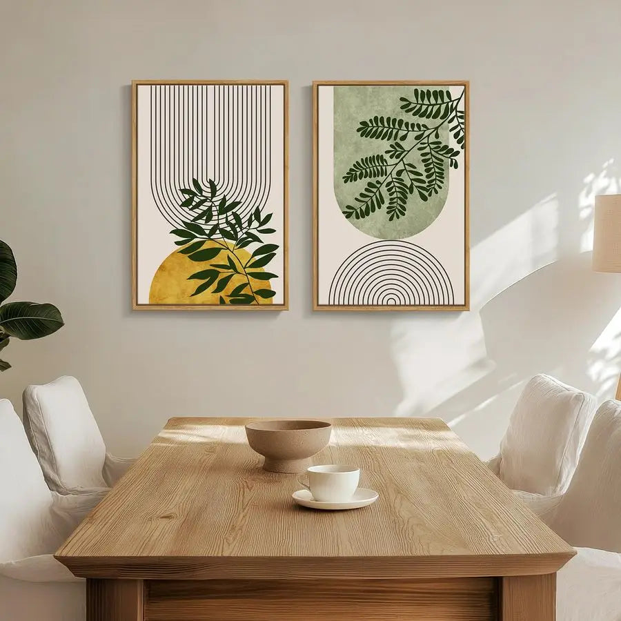 Green Boho Wall Art Decor, Set of 2