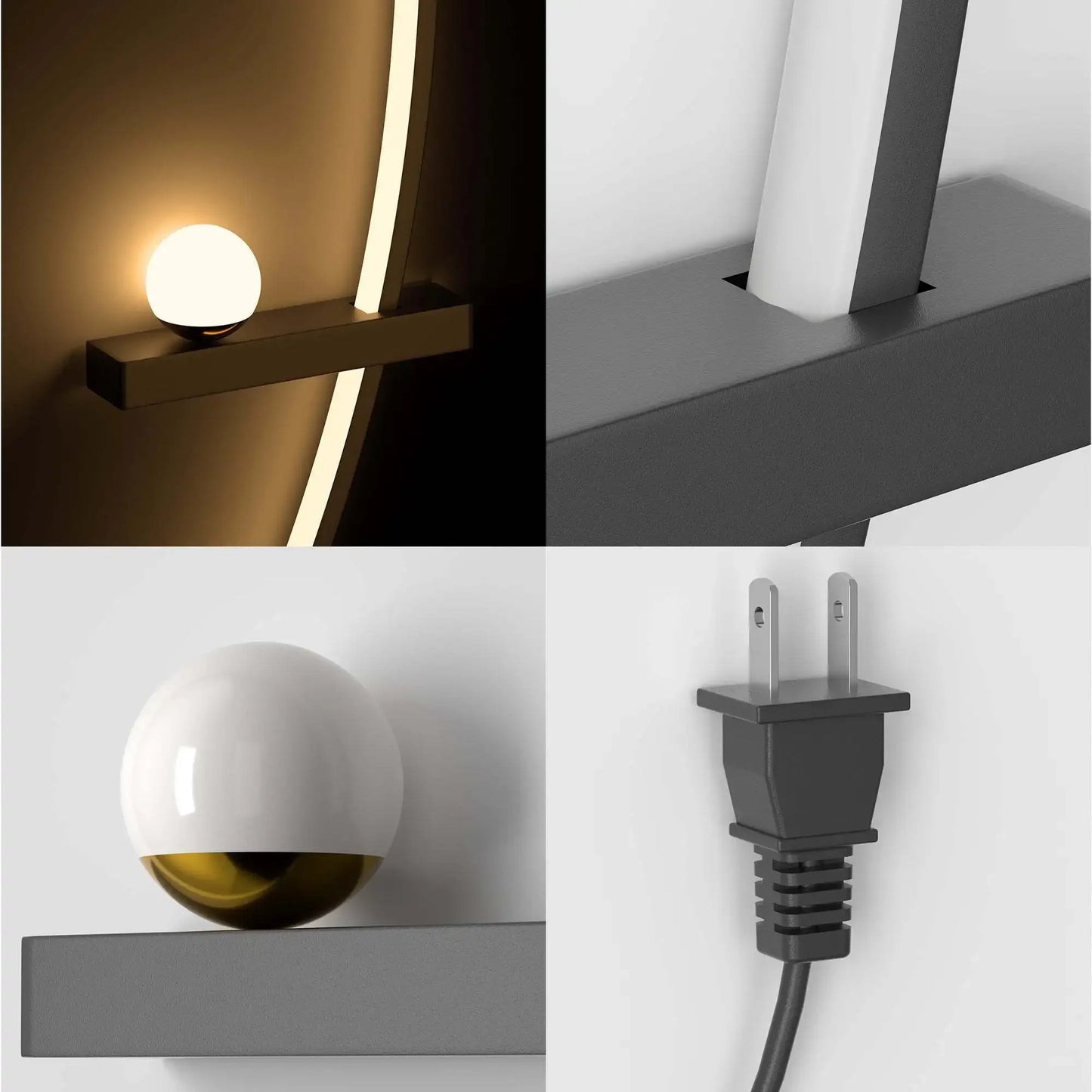 Modern Arched Metal Adjustable LED Wall Sconce