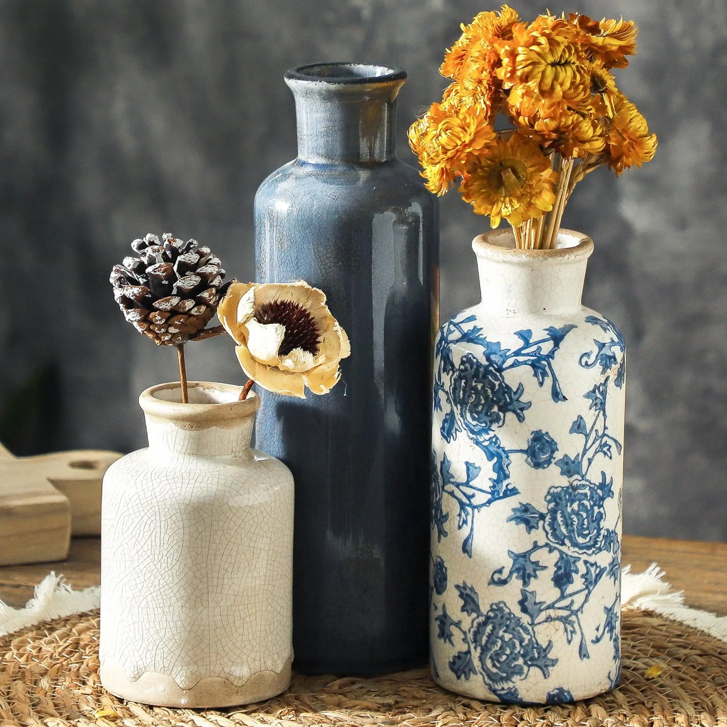 Vintage Ceramic Flower Vase Set of 3
