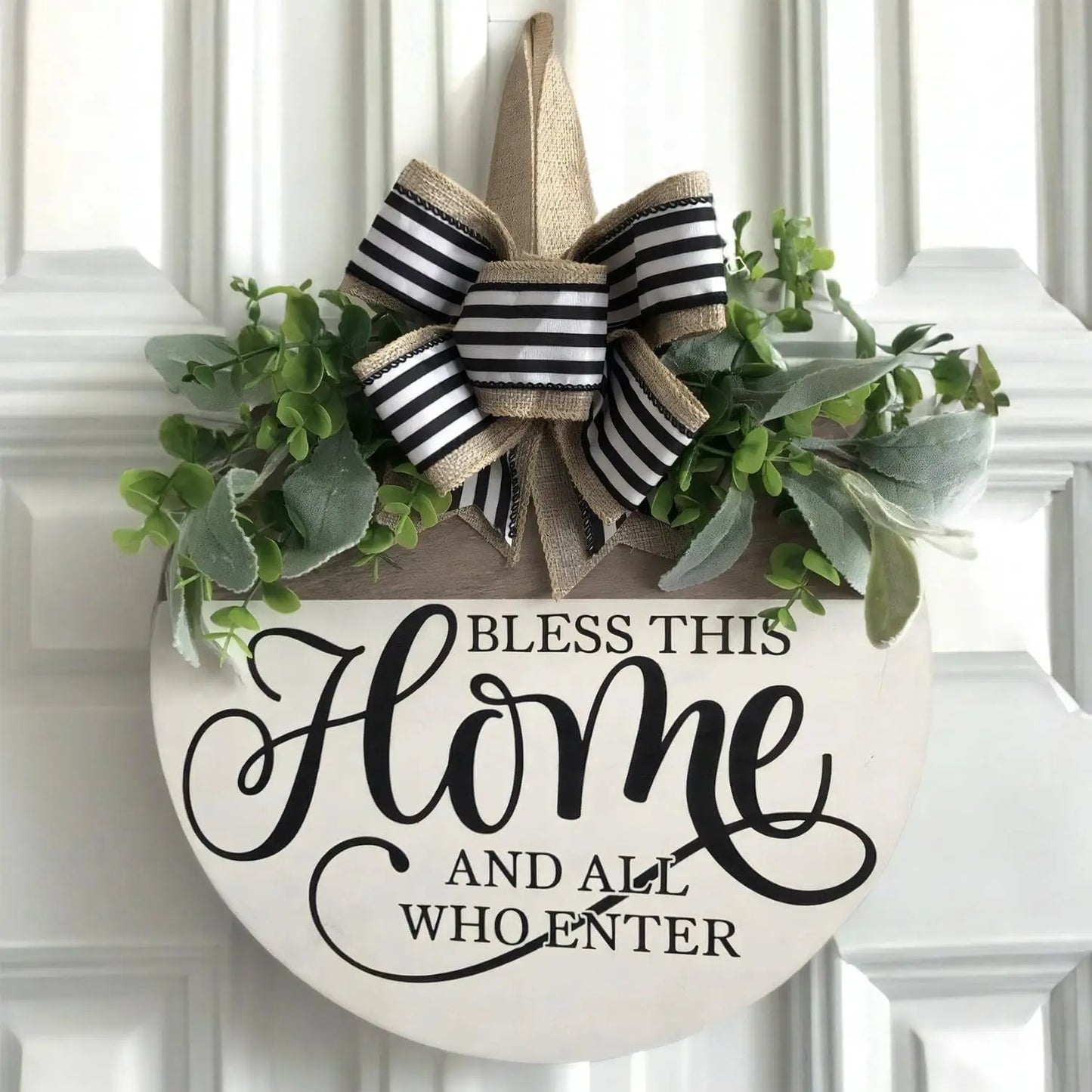 Bless This Home Welcome Wood/Wreath Sign