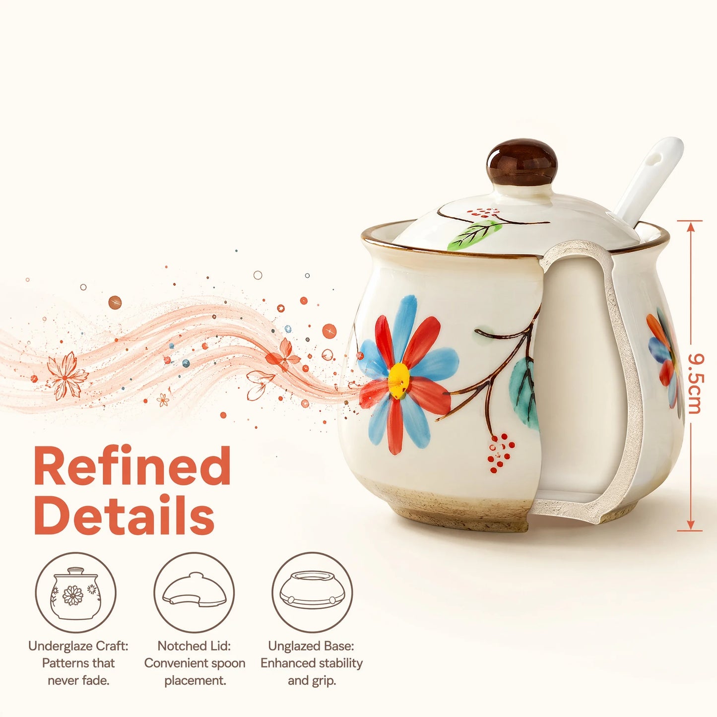 3-Piece Ceramic Spice Jar Set with Tray