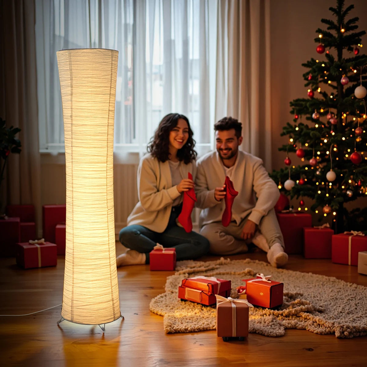 Paper-Chrome-Plated Standing Lamp, LED Light Strip