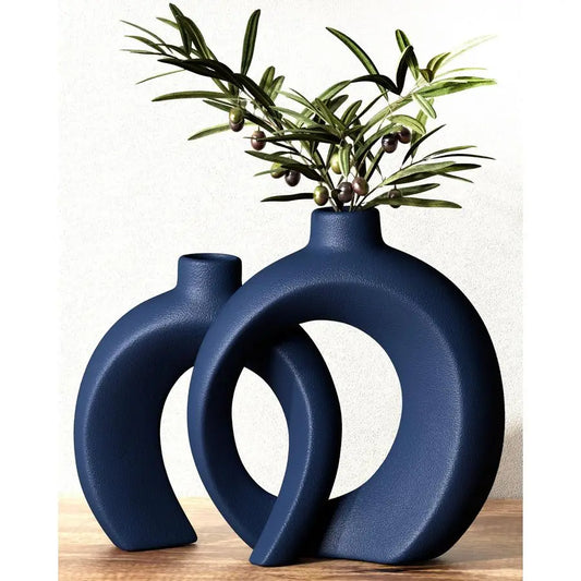 Modern Ceramic Coastal Decorative Vase, Set of 2