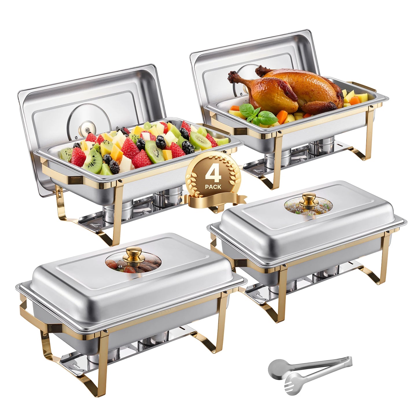 2/4 Pack Rectangular Chafing Dish Buffet Set