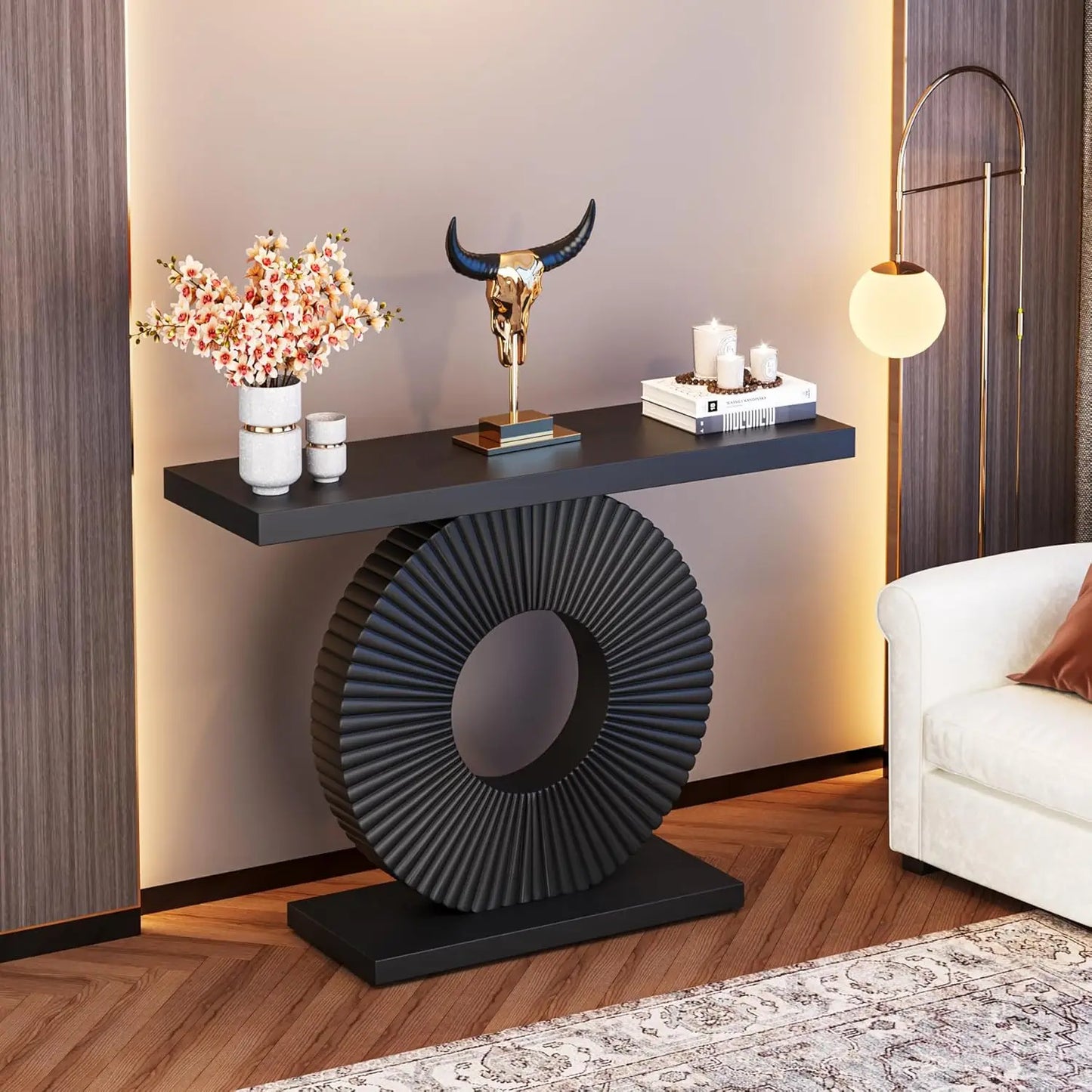40-Inch Modern Console Table with Geometric Base