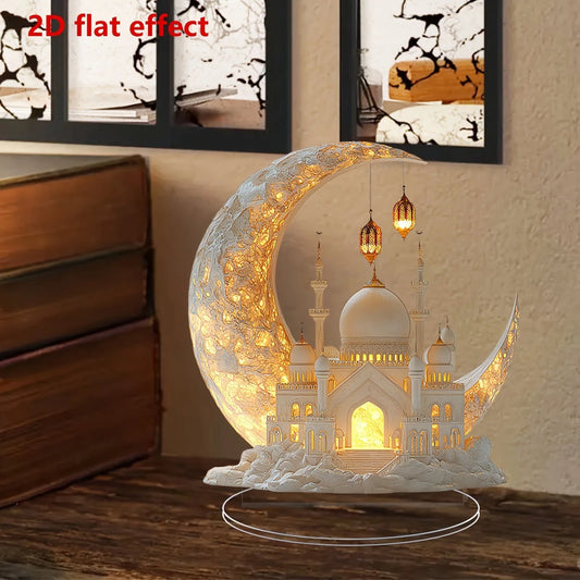 2D Acrylic Crescent Castle Ornament Ramadan Festival Decoration