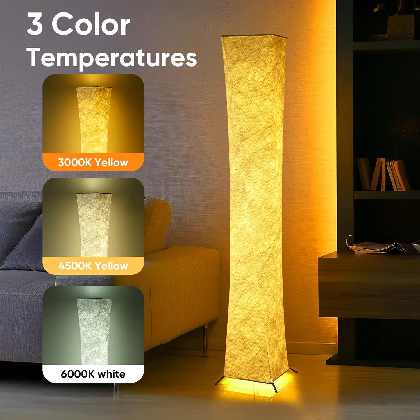 52" Modern LED Fabric Shade Floor Lamp