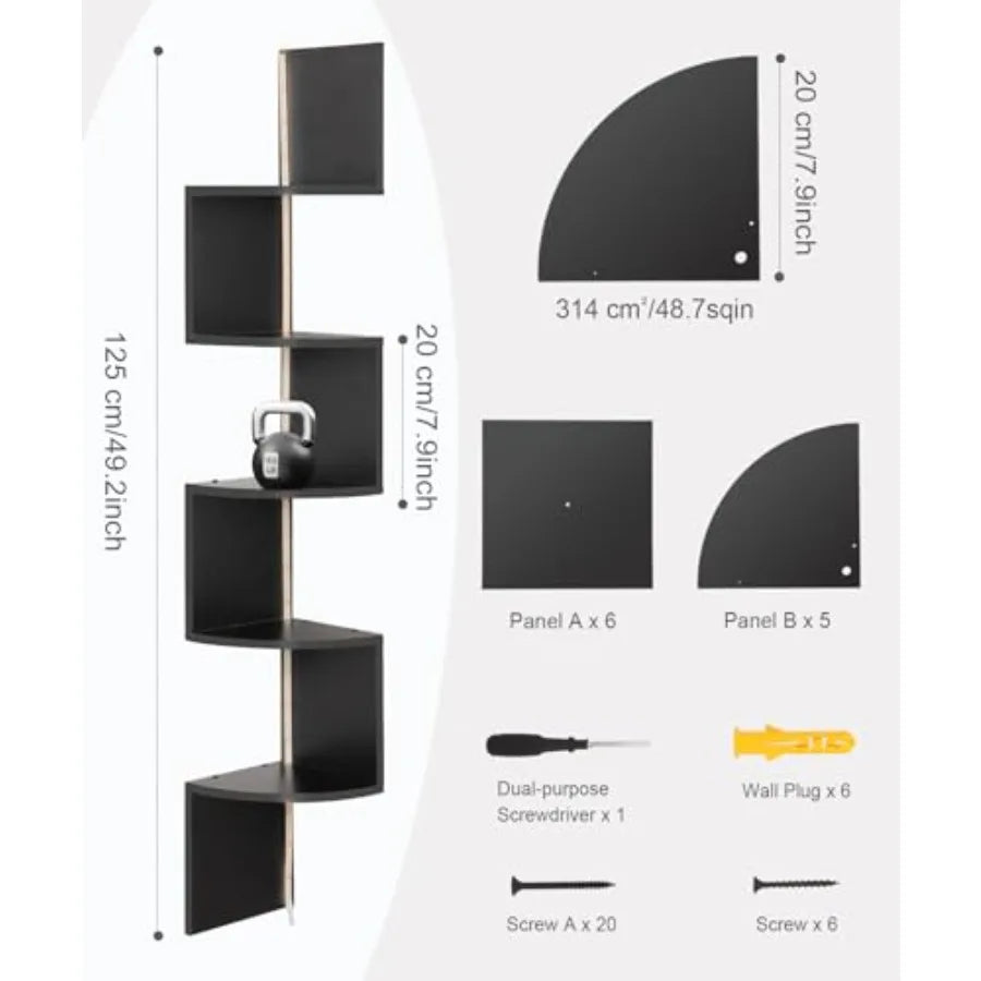 5-Tiers Corner Shelf with RGB LED Lights