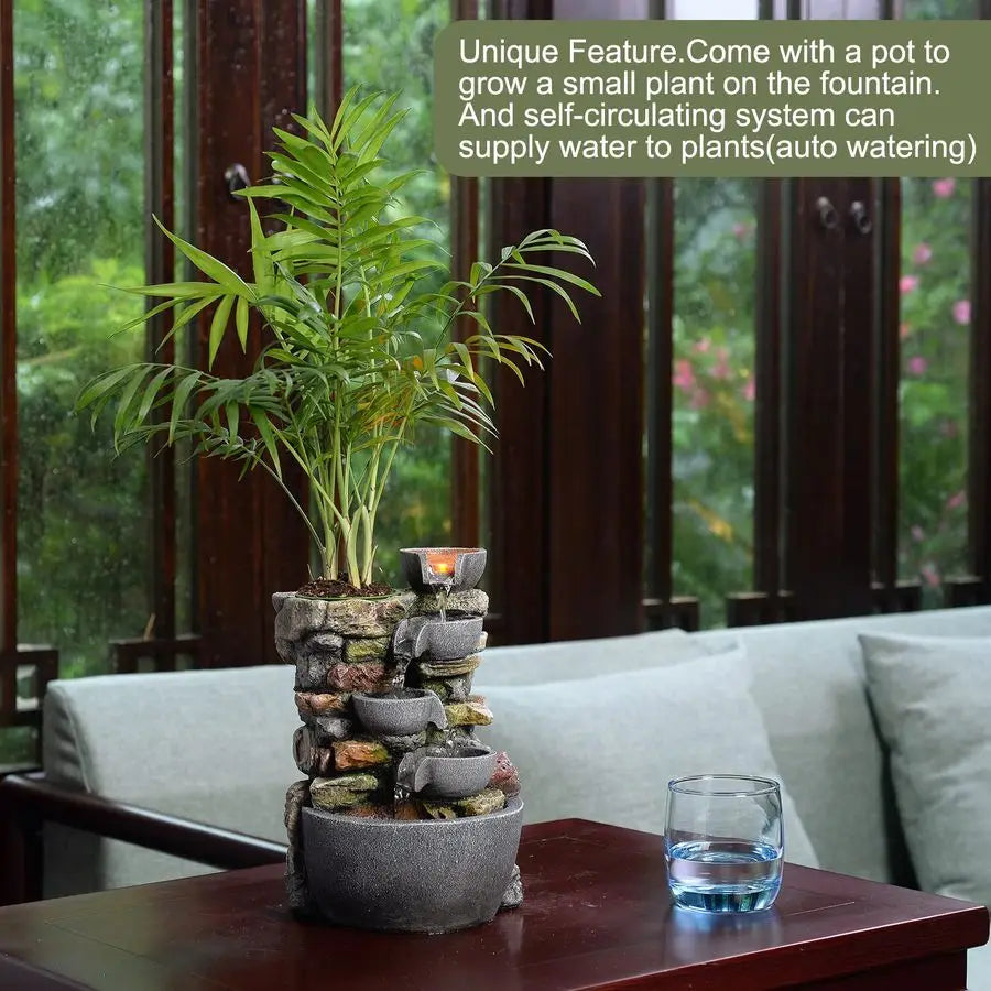 Tabletop Fountain 4Bowl Rockery with Soothing Sound