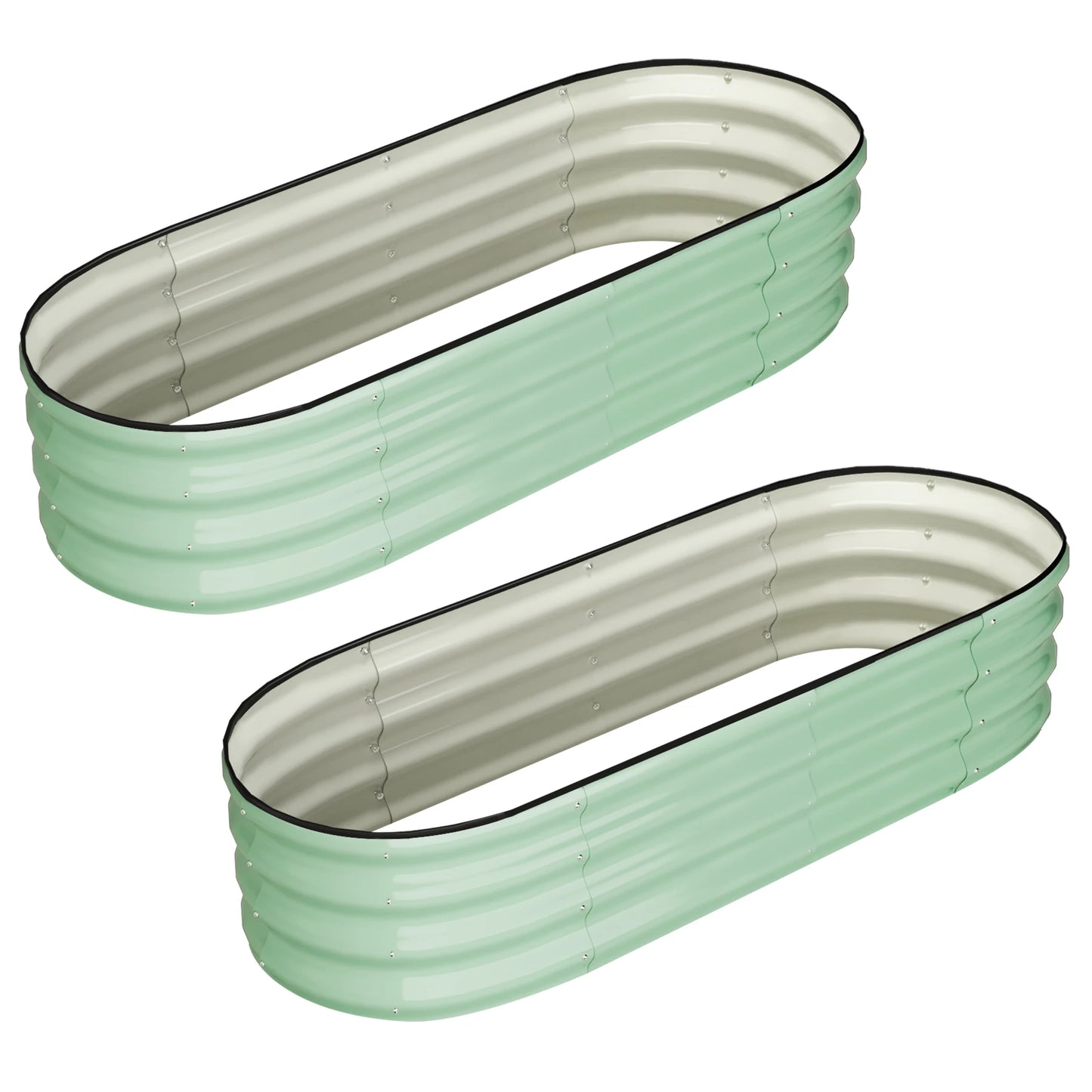 Oval Raised Garden Bed, Galvanized 2 Pcs
