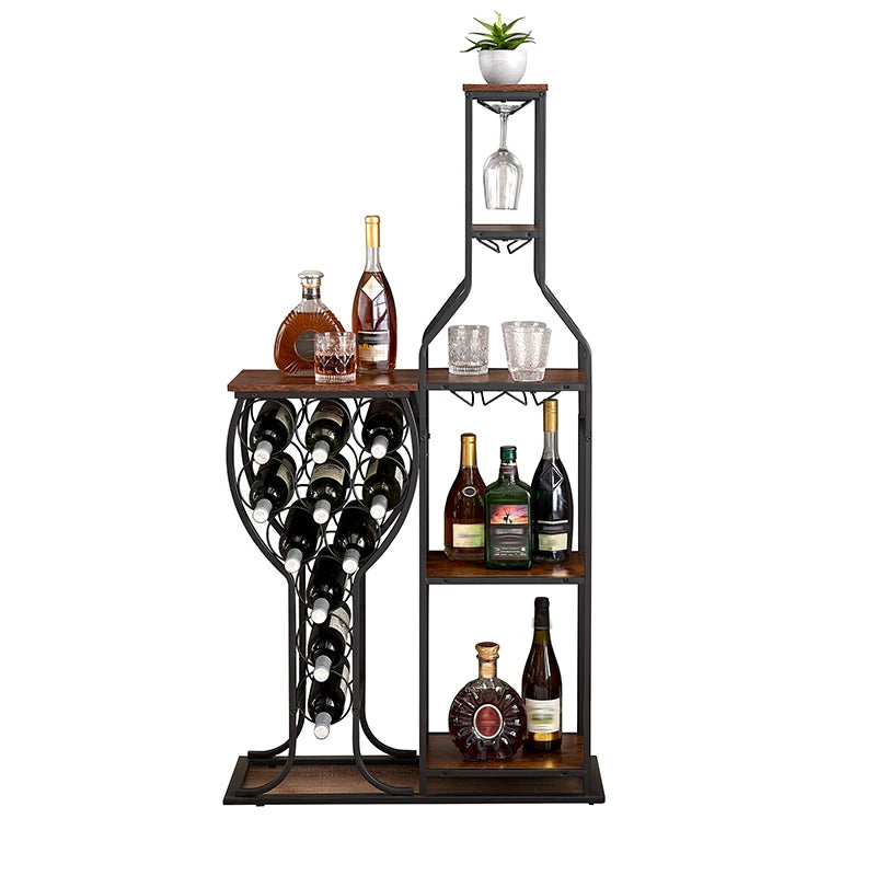 5-Tier Wine Rack w/ Hanging Wine Glass Holder