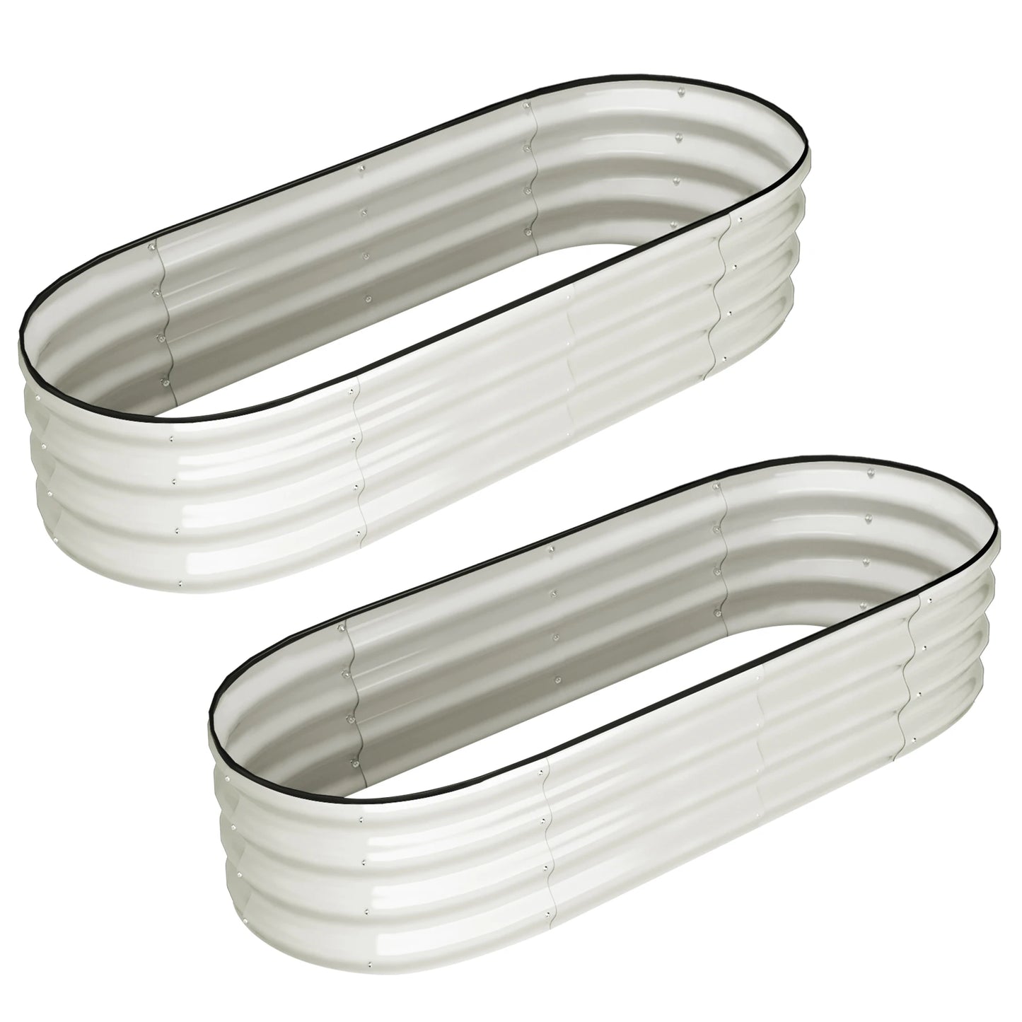 Oval Raised Garden Bed, Galvanized 2 Pcs