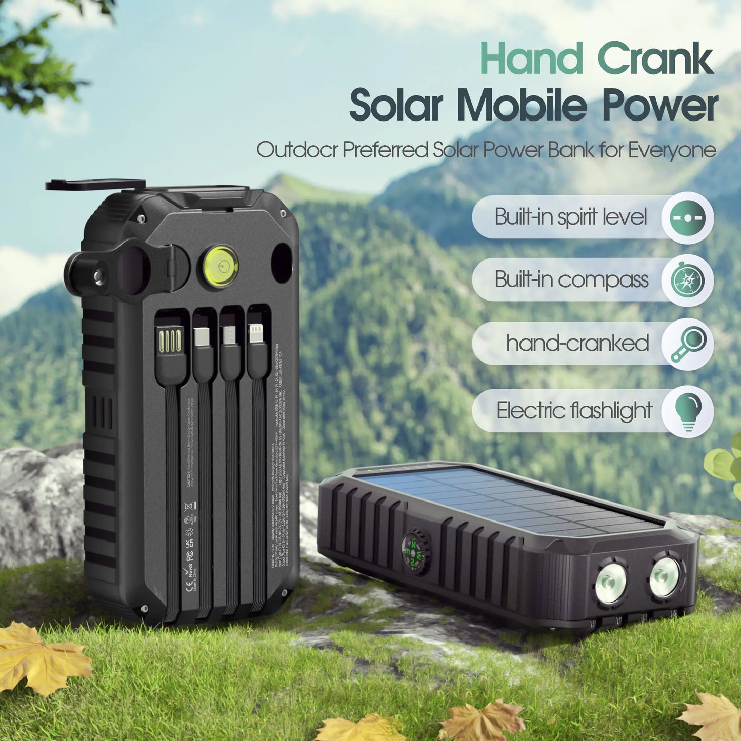 40000mAh Solar Power Bank with Hand Crank