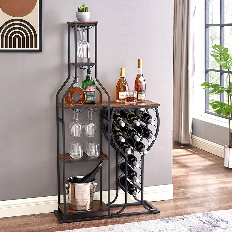 5-Tier Wine Rack w/ Hanging Wine Glass Holder