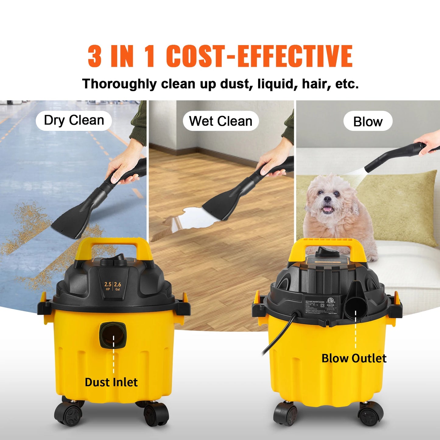 Portable Shop Vacuum with Blowing Function Attachment