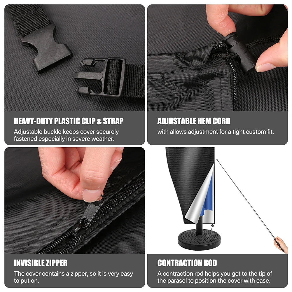 Straight Waterproof Parasol Protective Cover Zip Weatherproof