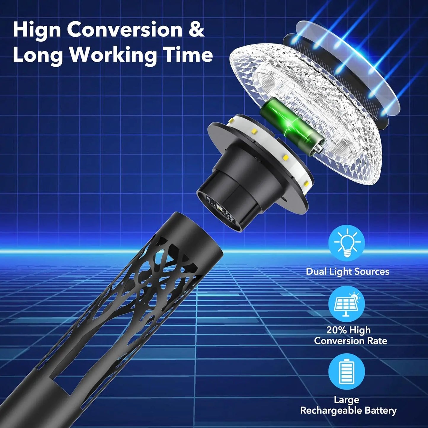 6-Pk Large Solar Pathway Lights w/ 8 Lighting Modes