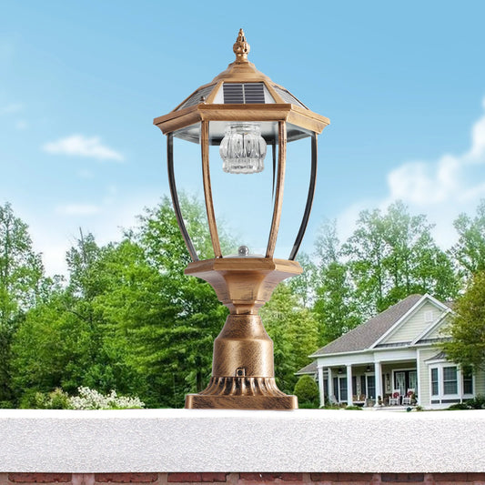 Vintage Solar LED Post Light - Waterproof Outdoor Lantern