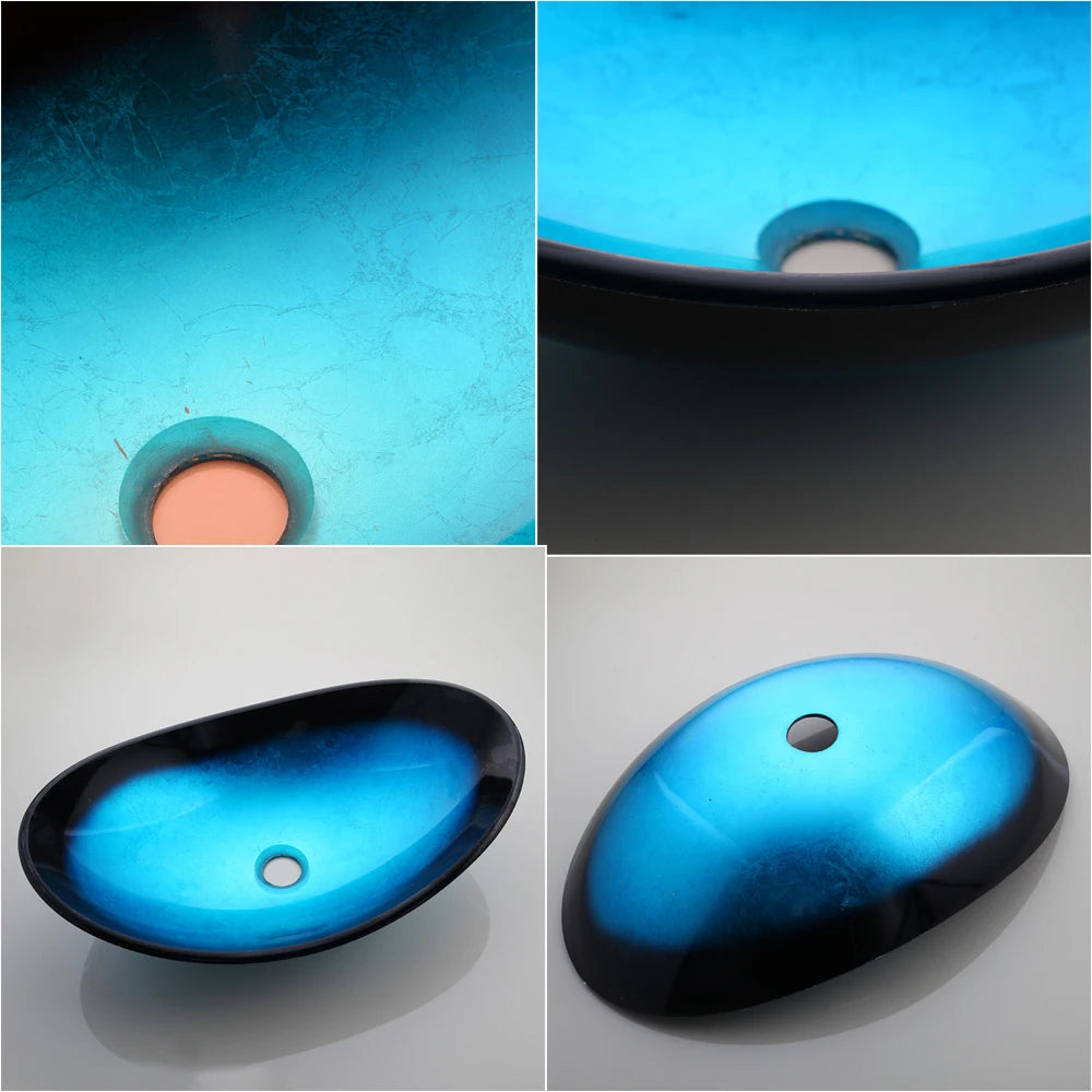 Bathroom Sink Tempered Glass Washbasin Vessel Sink