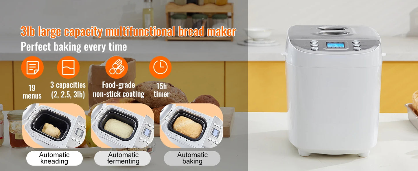 2/3 LB Bread Maker 15-in-1 Dough Machine
