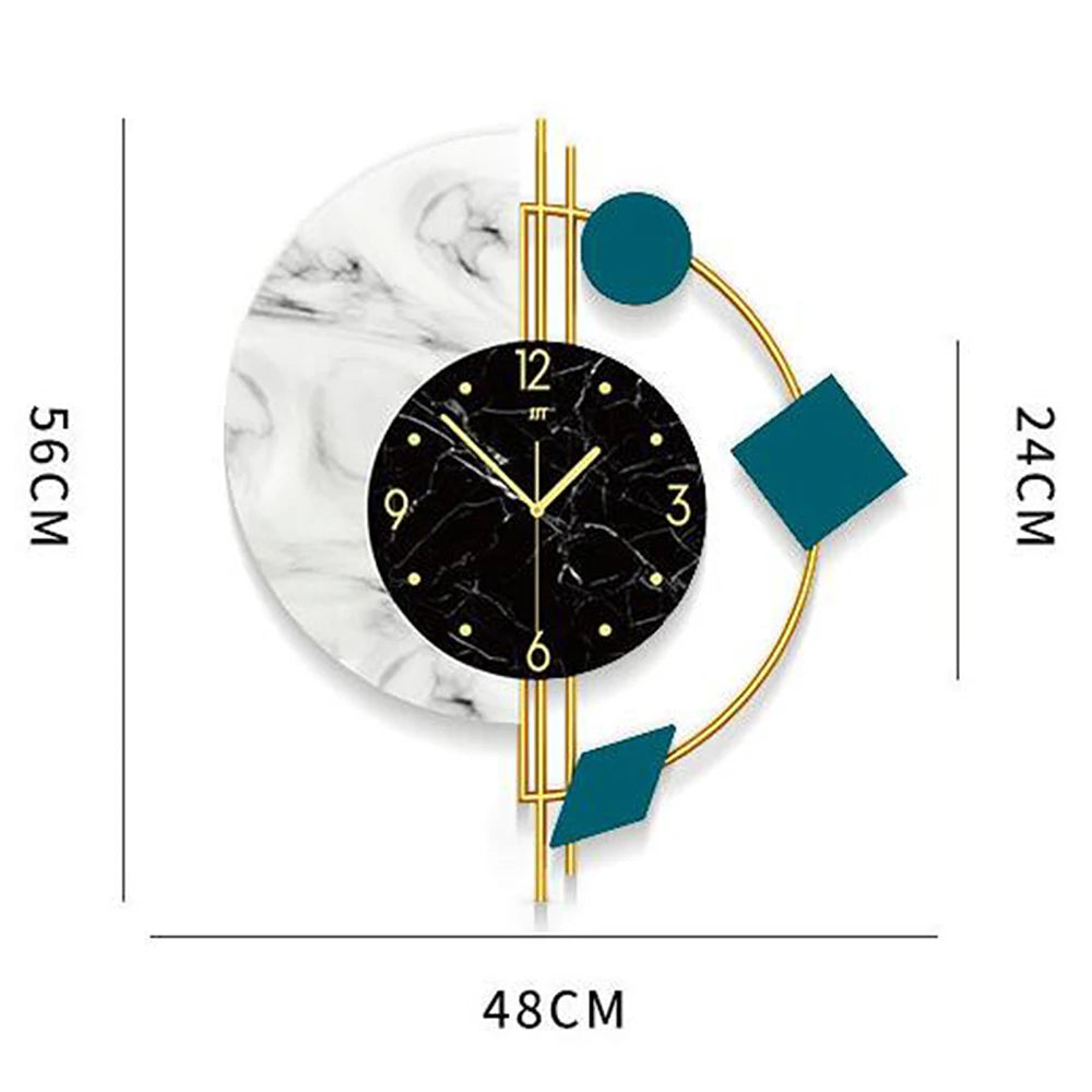 Creative Semicircle Marble Quartz Silent Wall Clock