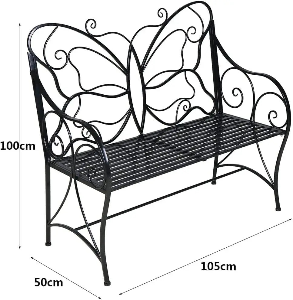 Butterfly Bench with Armrests, Rust-Resistant Cast Iron