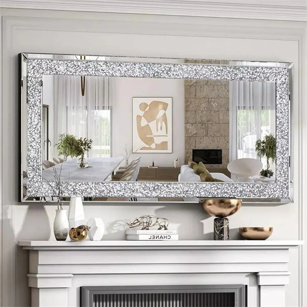 Crystal Crushed Diamond Rectangular Wall Mirror