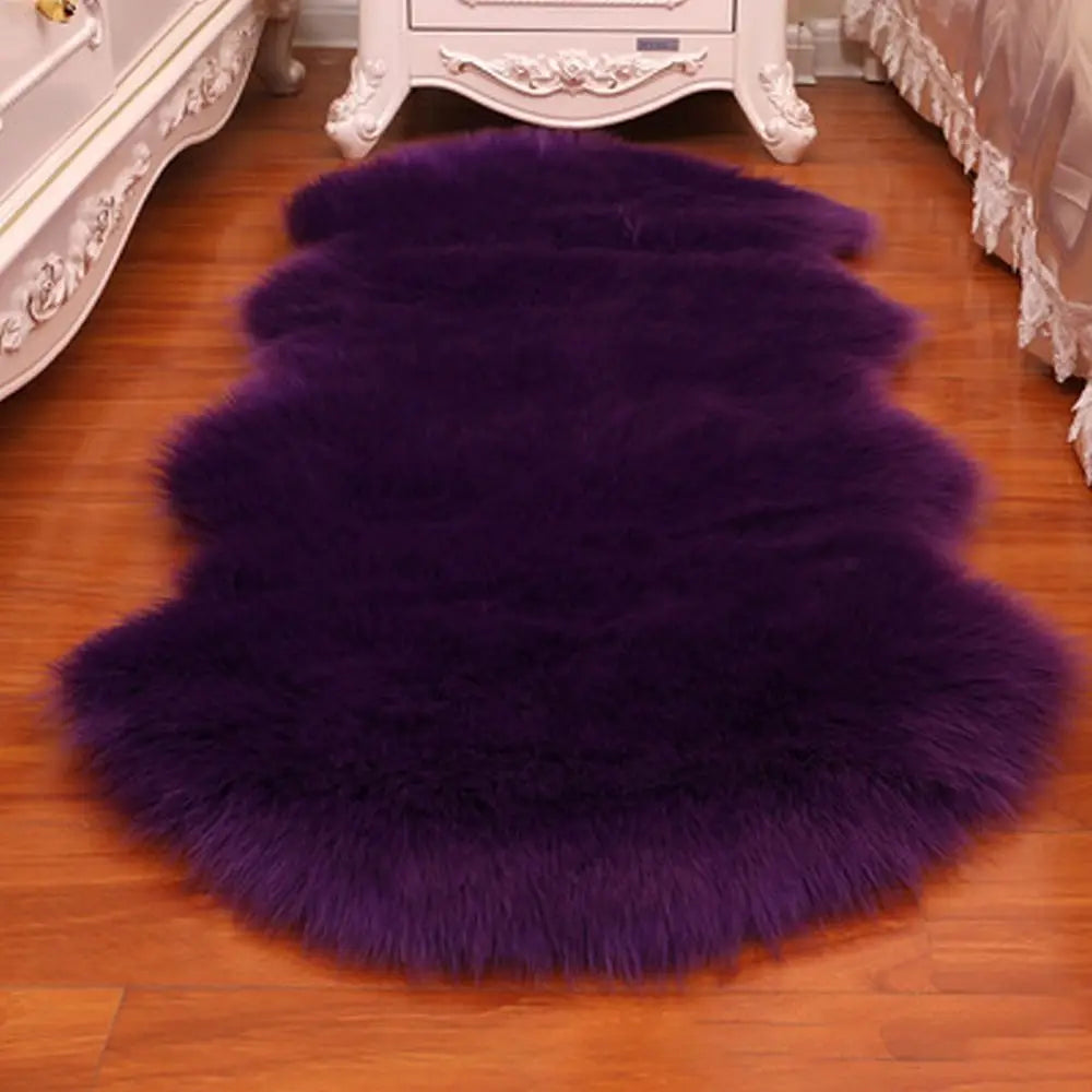 Washable Fluffy Shaggy Non-Slip Faux Fur Sheepskin Rug