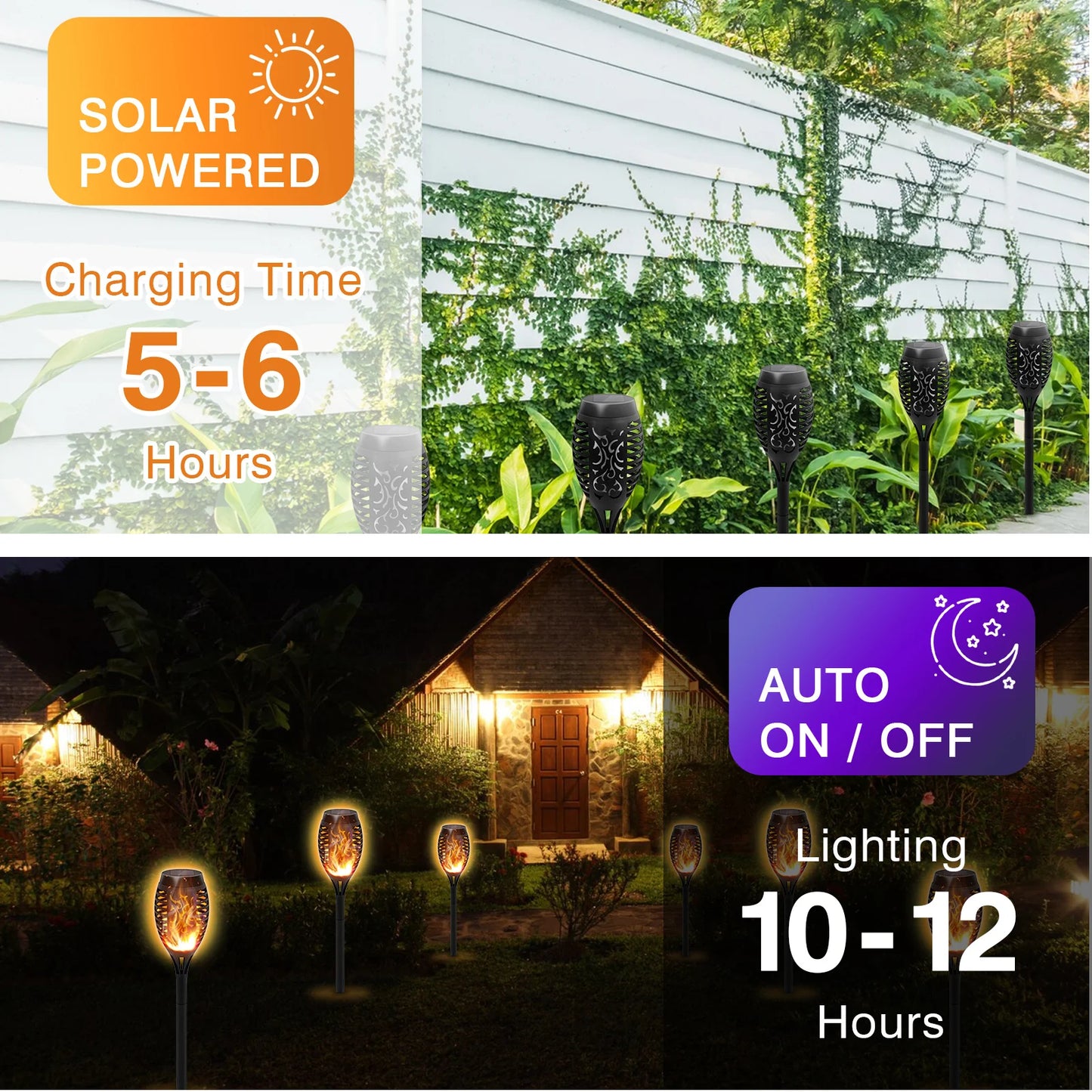 6Pack Solar Powered LED Flickering Flame Lights