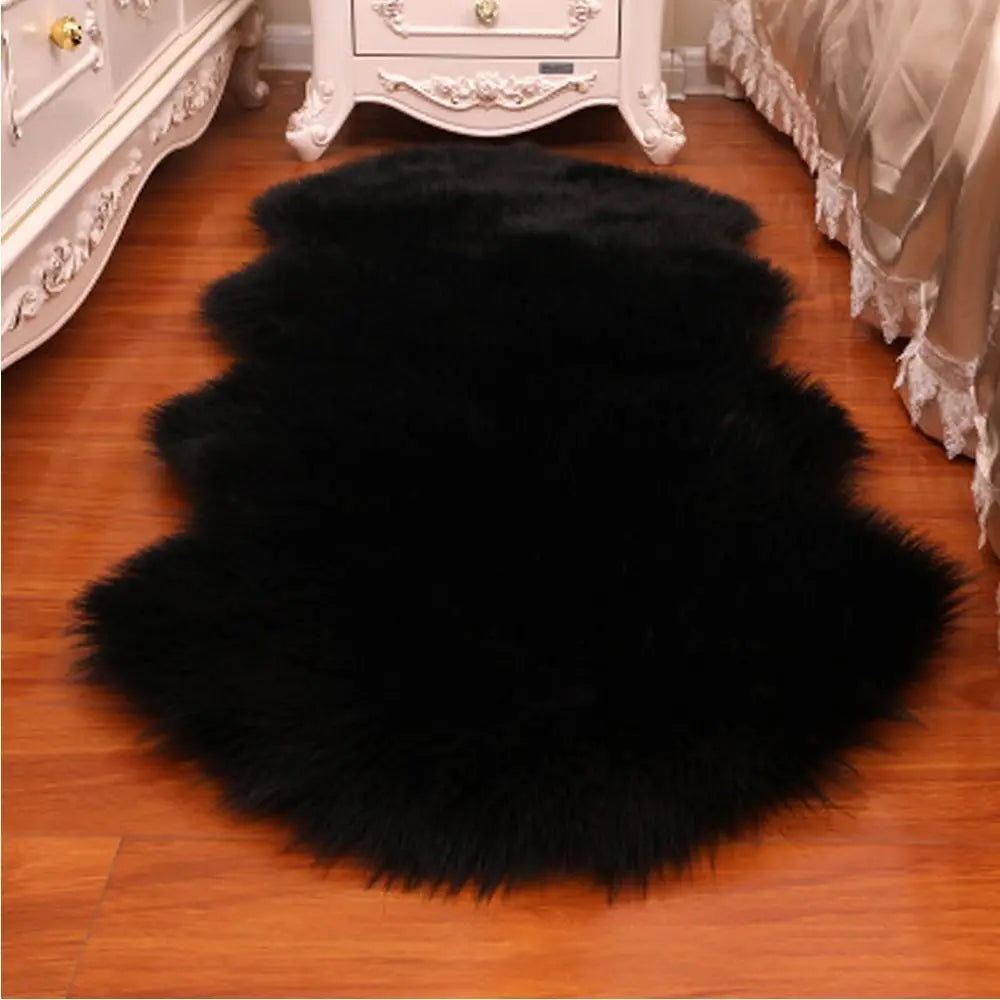 Washable Fluffy Shaggy Non-Slip Faux Fur Sheepskin Rug