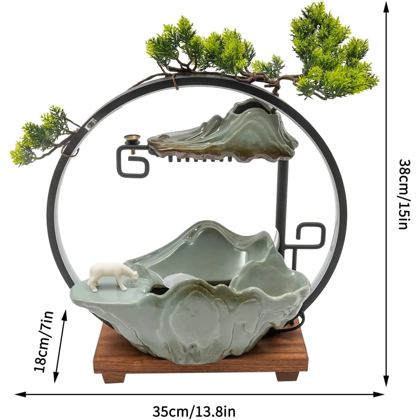 Tabletop Water Fountain Mist Maker Incense Holder