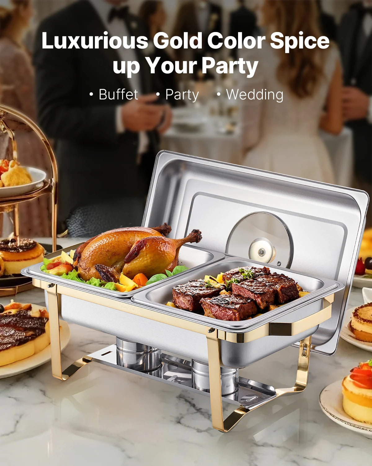 2/4 Pack Rectangular Chafing Dish Buffet Set