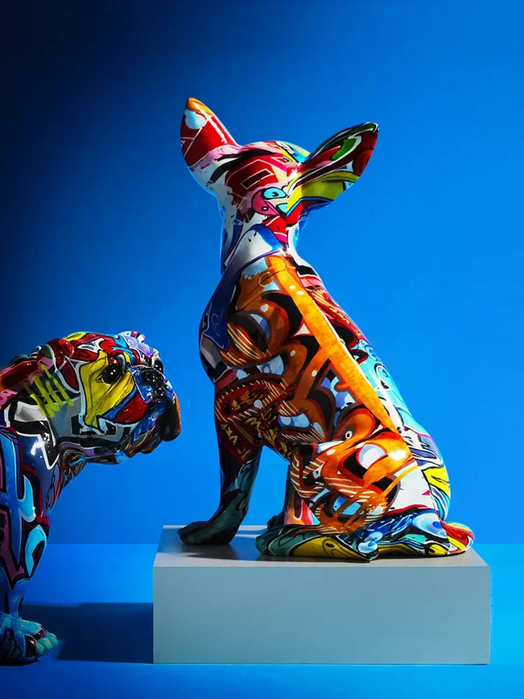 Creative Painted Graffiti Resin Dog Home Decoration