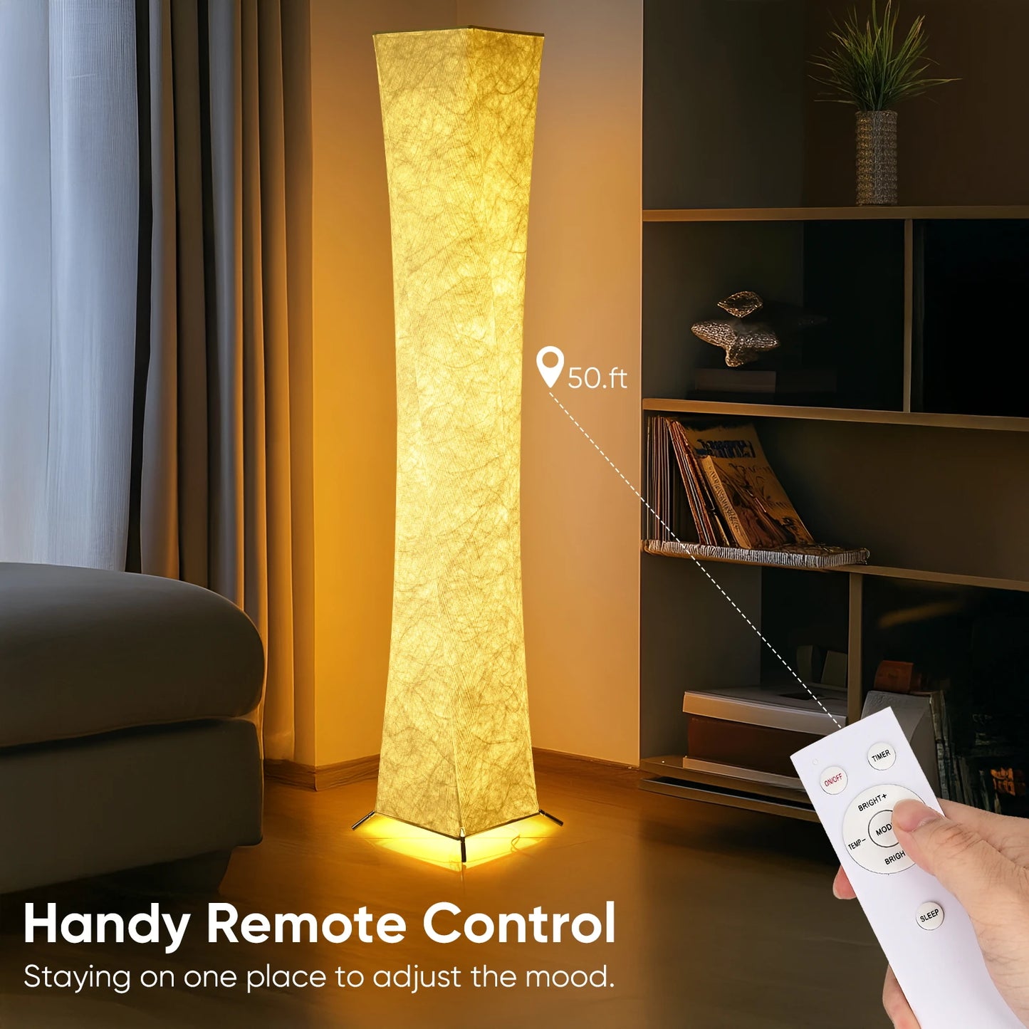 52" Modern LED Fabric Shade Floor Lamp