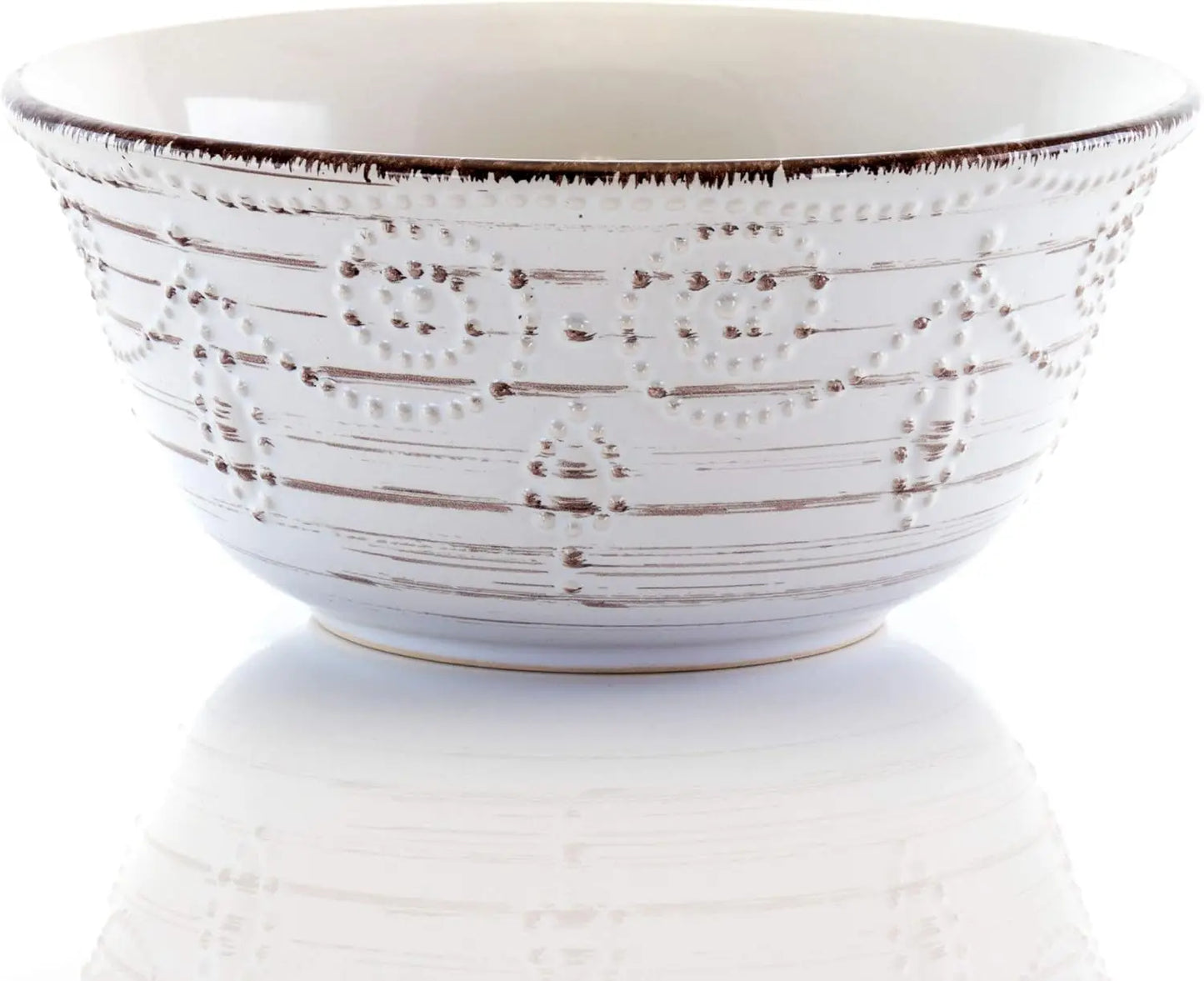 Rustic Birch Embossed Scalloped Stoneware Dinnerware Set