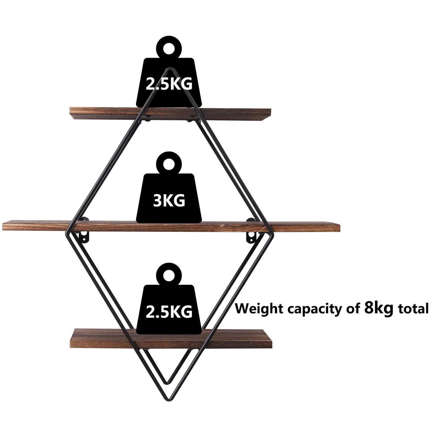 3 Tier Heavy Duty Wood Floating Shelf