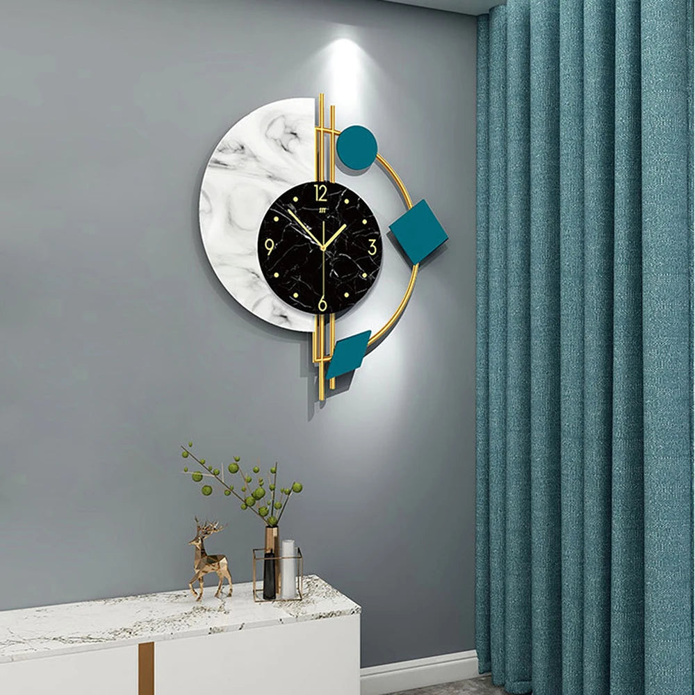 Creative Semicircle Marble Quartz Silent Wall Clock