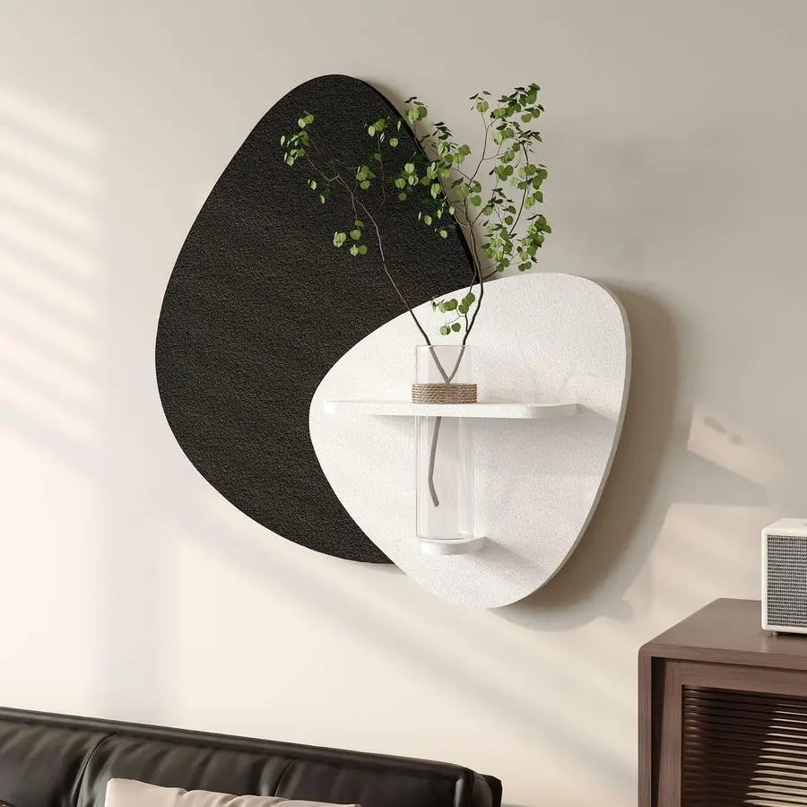 Textured Black and White Abstract Wall Art with Vase