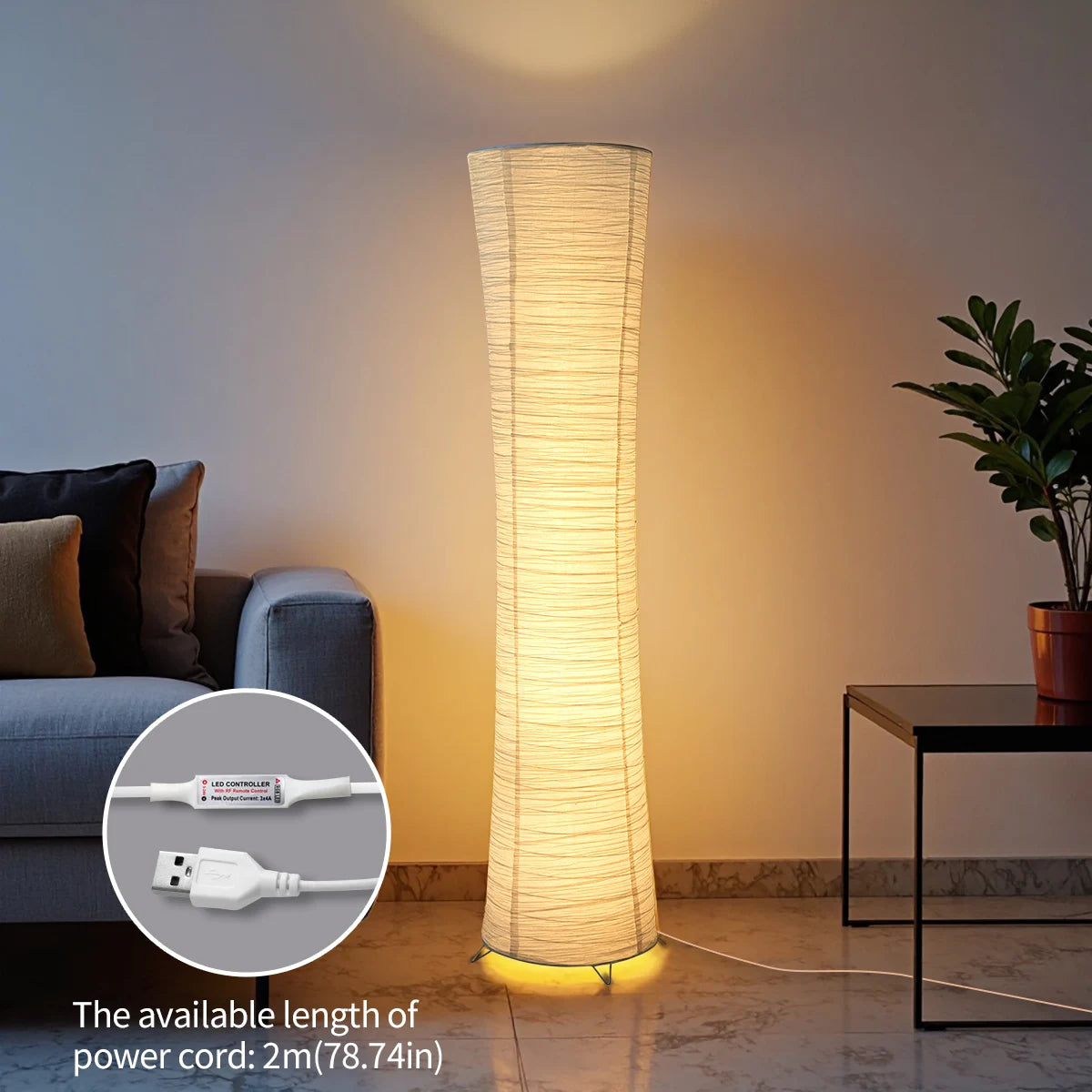 Paper-Chrome-Plated Standing Lamp, LED Light Strip