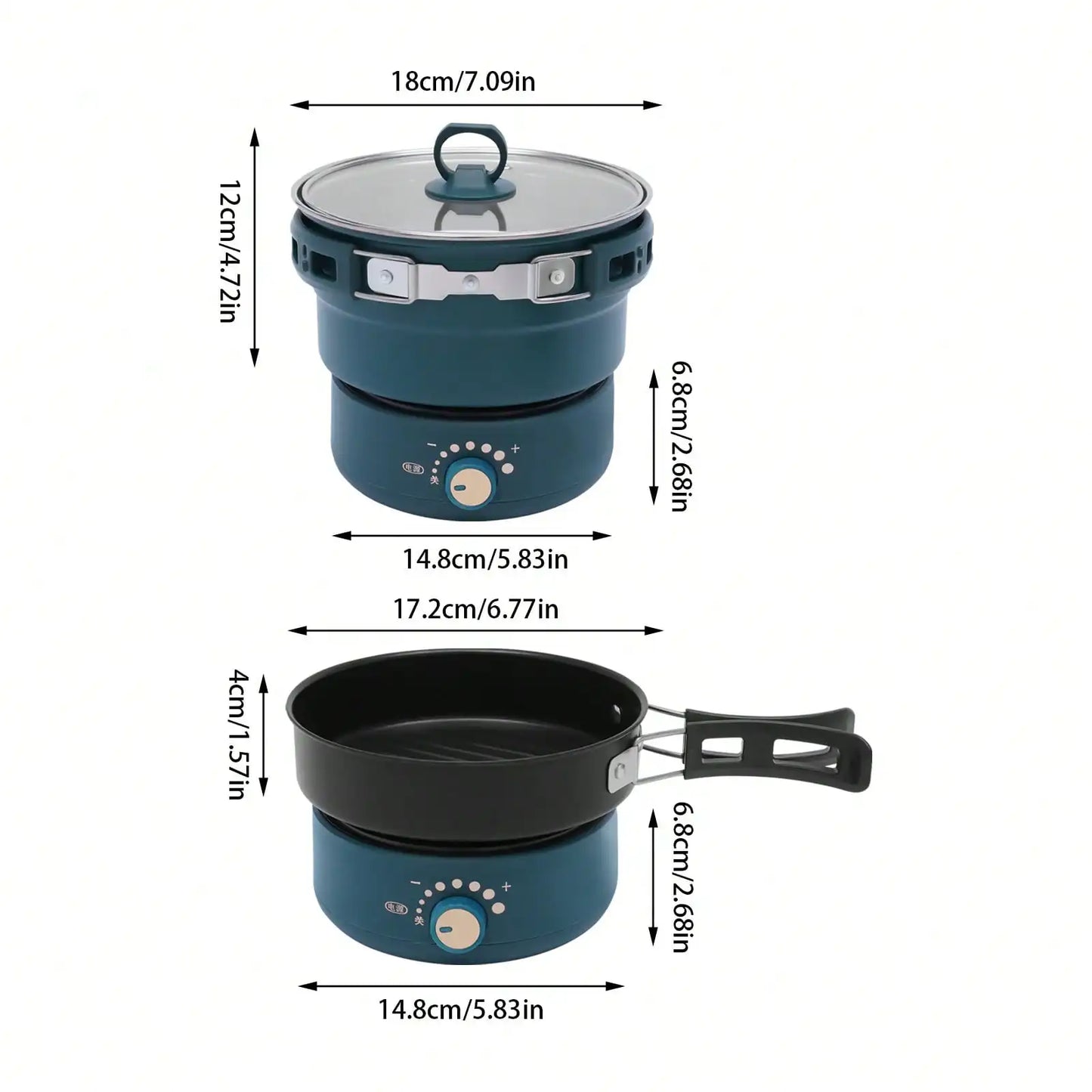 Portable Multifunctional Electric Hot Pot w/Foldable Handles