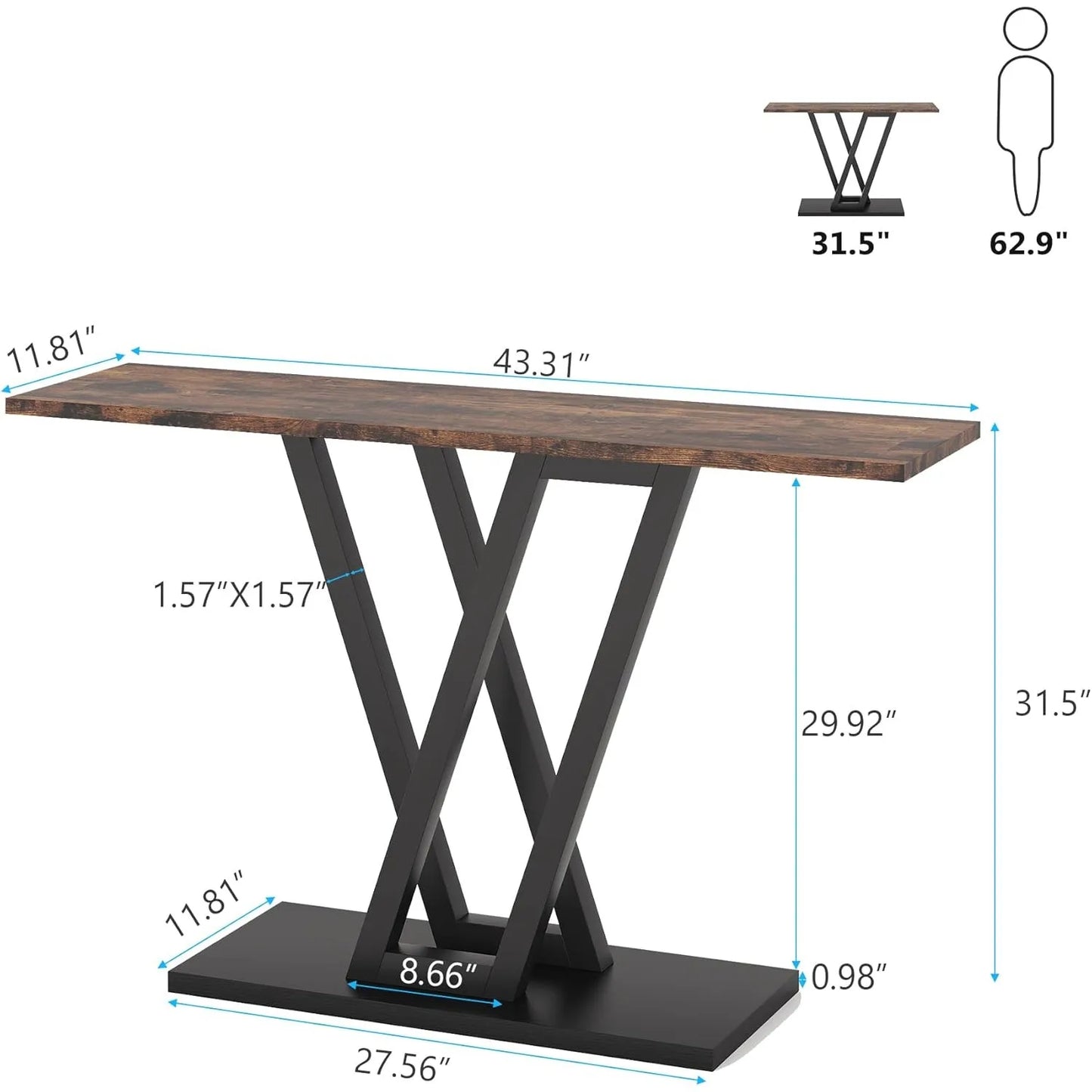43-Inch Console Table for Entryway, Living Room