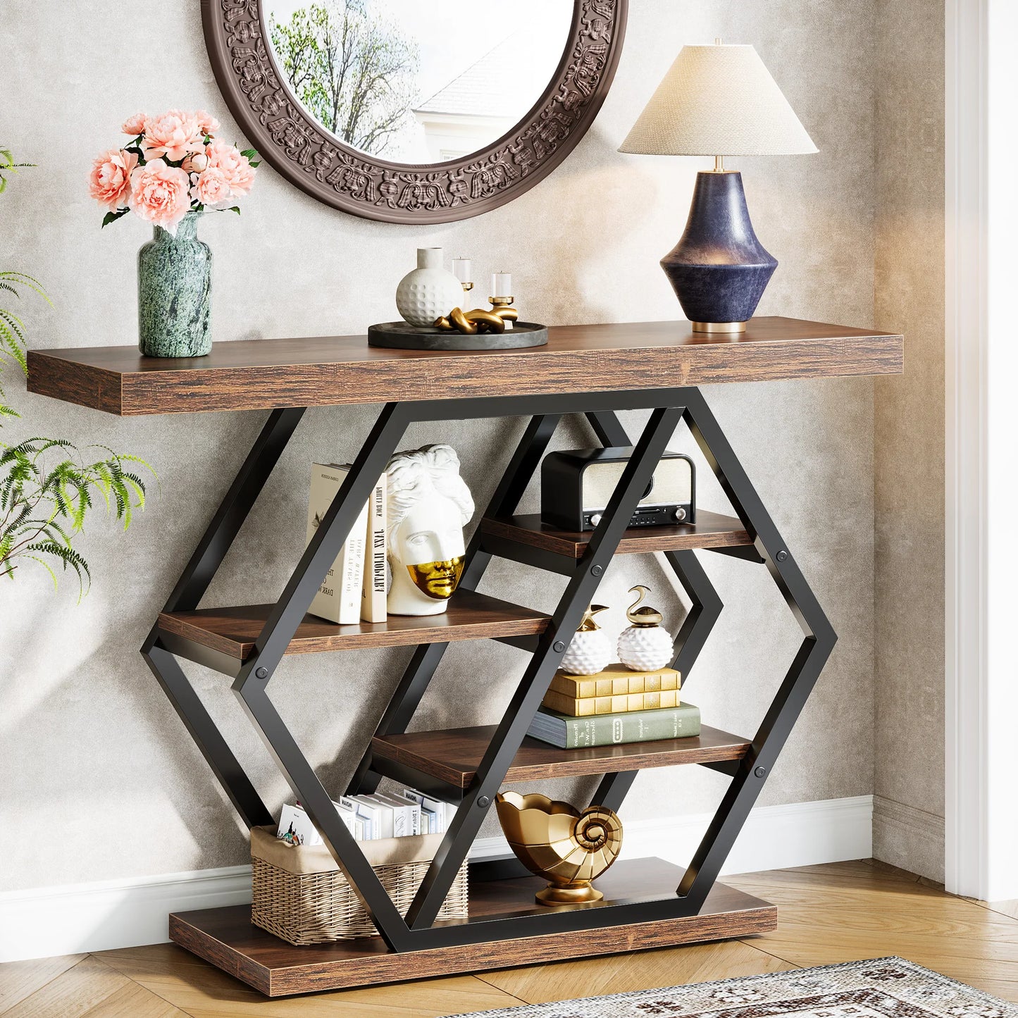4-Tier Entryway, Narrow Hallway, Sofa Console Table