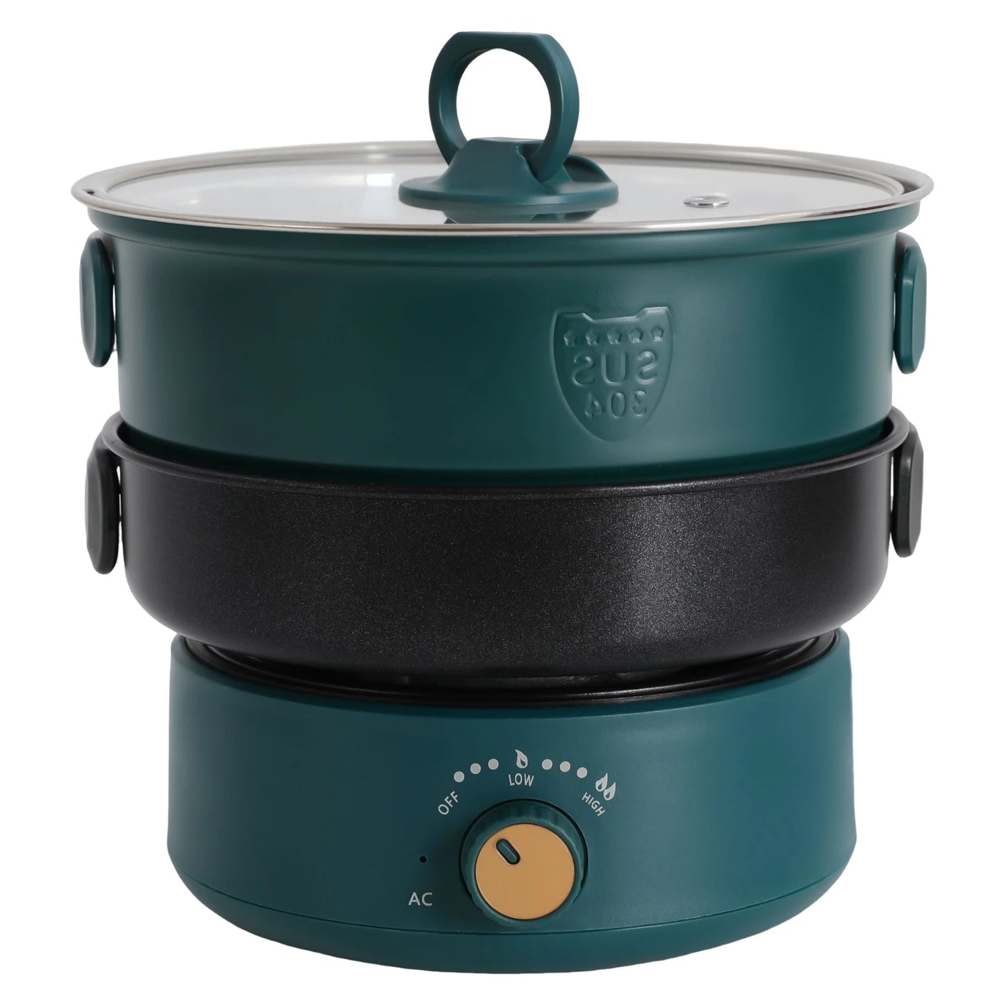 Portable Multifunctional Electric Hot Pot w/Foldable Handles