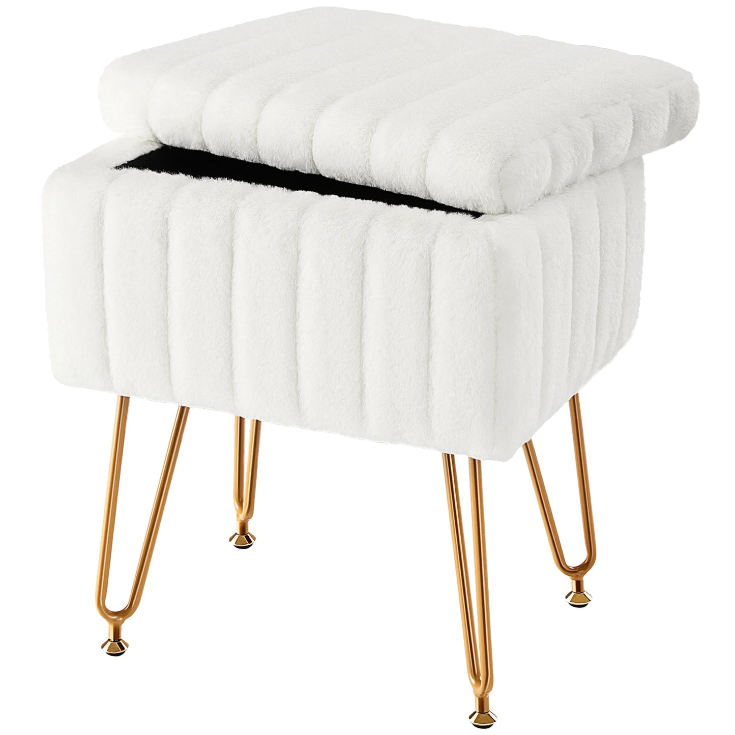 Faux Fur Living Room Hidden Storage Ottoman