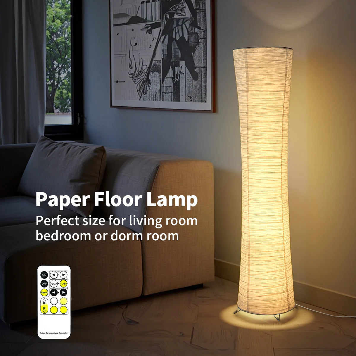 Paper-Chrome-Plated Standing Lamp, LED Light Strip