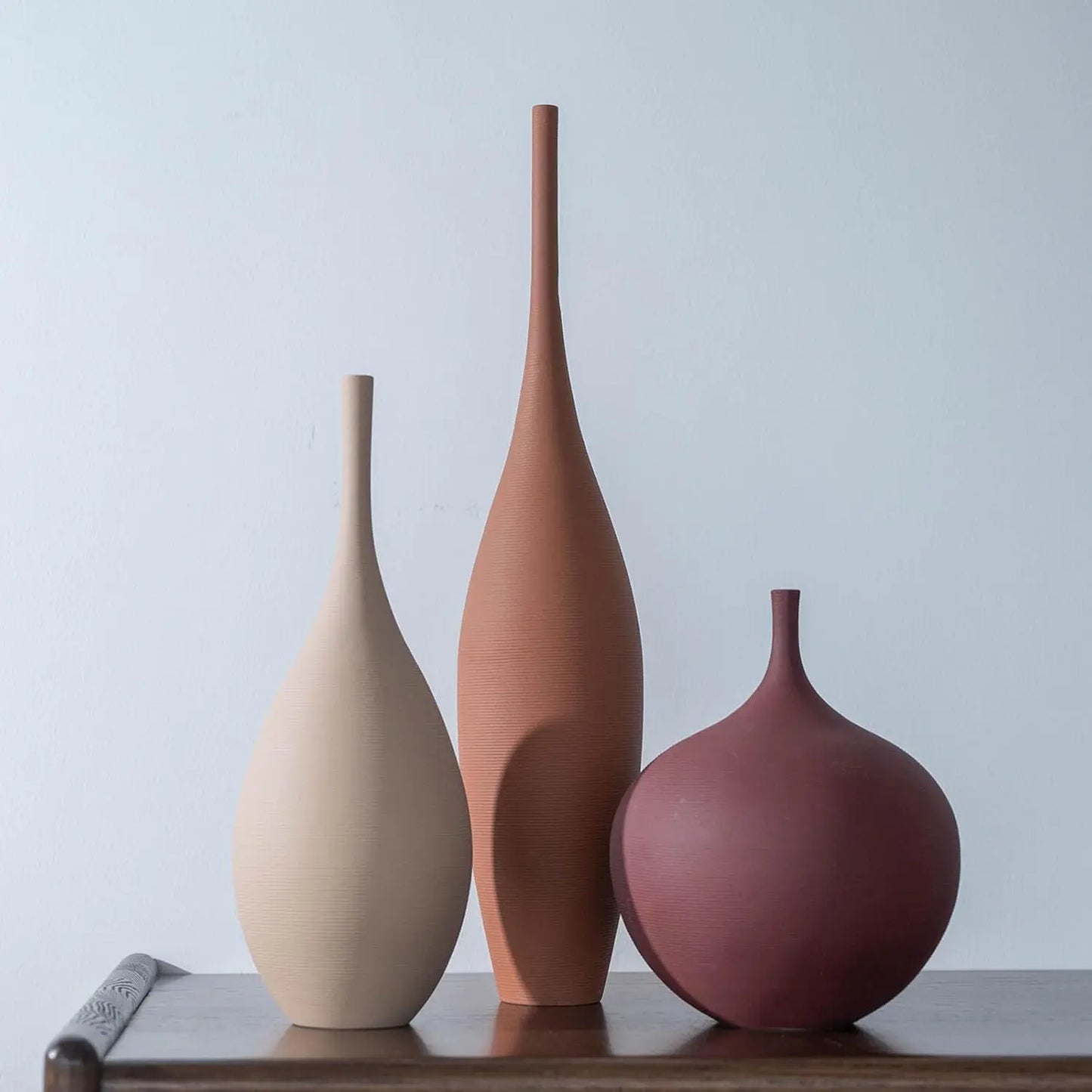Modern Minimalist Ceramic Vases, Set of 3