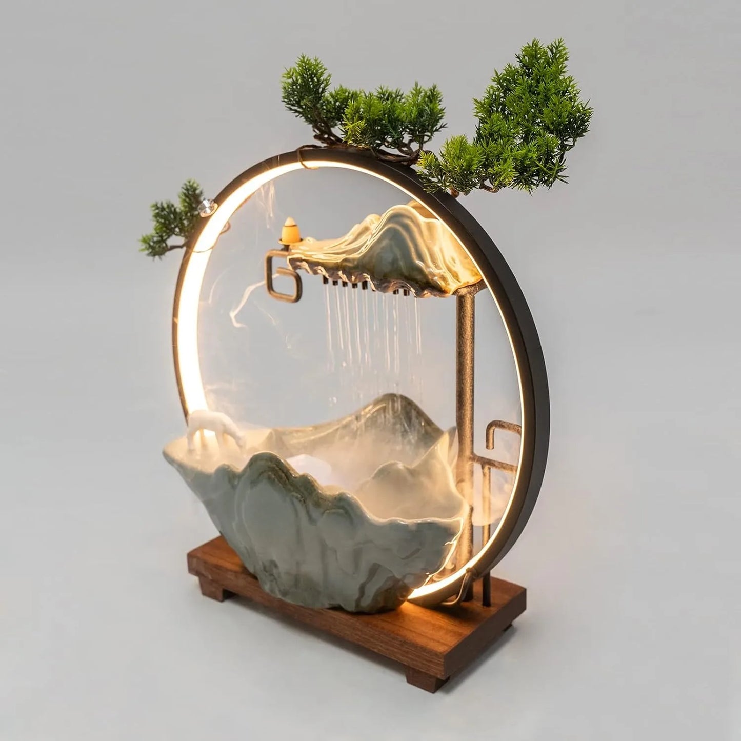 Tabletop Water Fountain Mist Maker Incense Holder