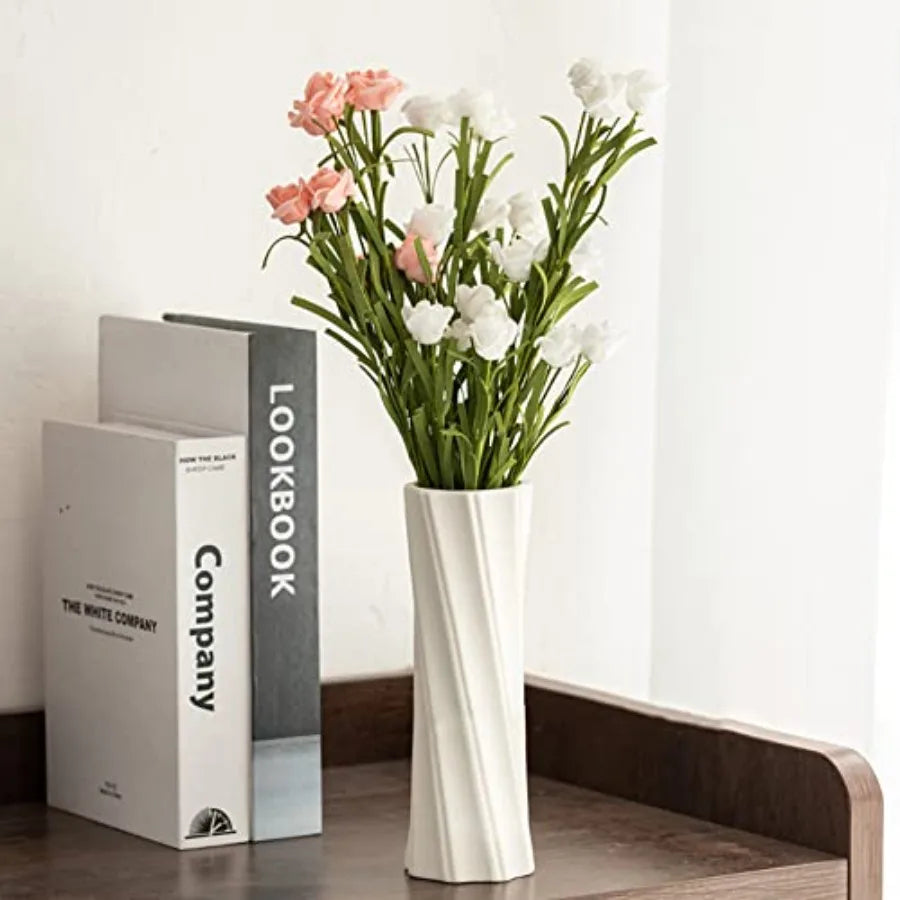 Classic Style Ceramic Flower Vase, 8.4" H